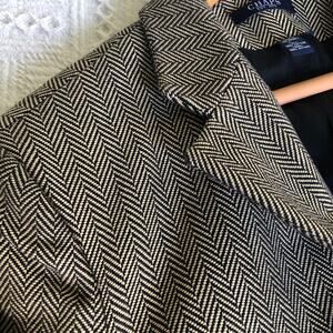 Chaps Herringbone Cotton Blazer Jacket 12 M/L Brown Textured Preppy Heritage